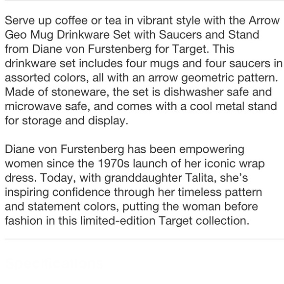 DVF x Target Arrow Geo Set of 4 Mugs + 4 Saucers + Stand Brand New in Box! - Picture 7 of 16